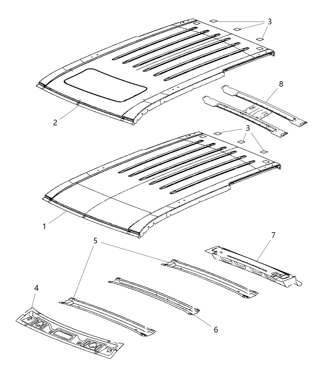 Mopar 68036319AA Header-Roof Upper Rear