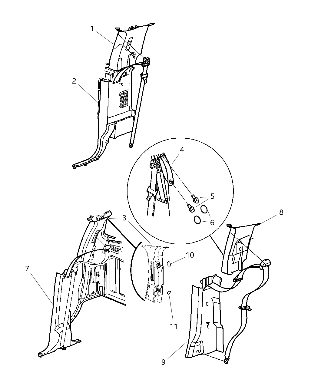 Mopar 5JS79BD1AC Panel-C Pillar