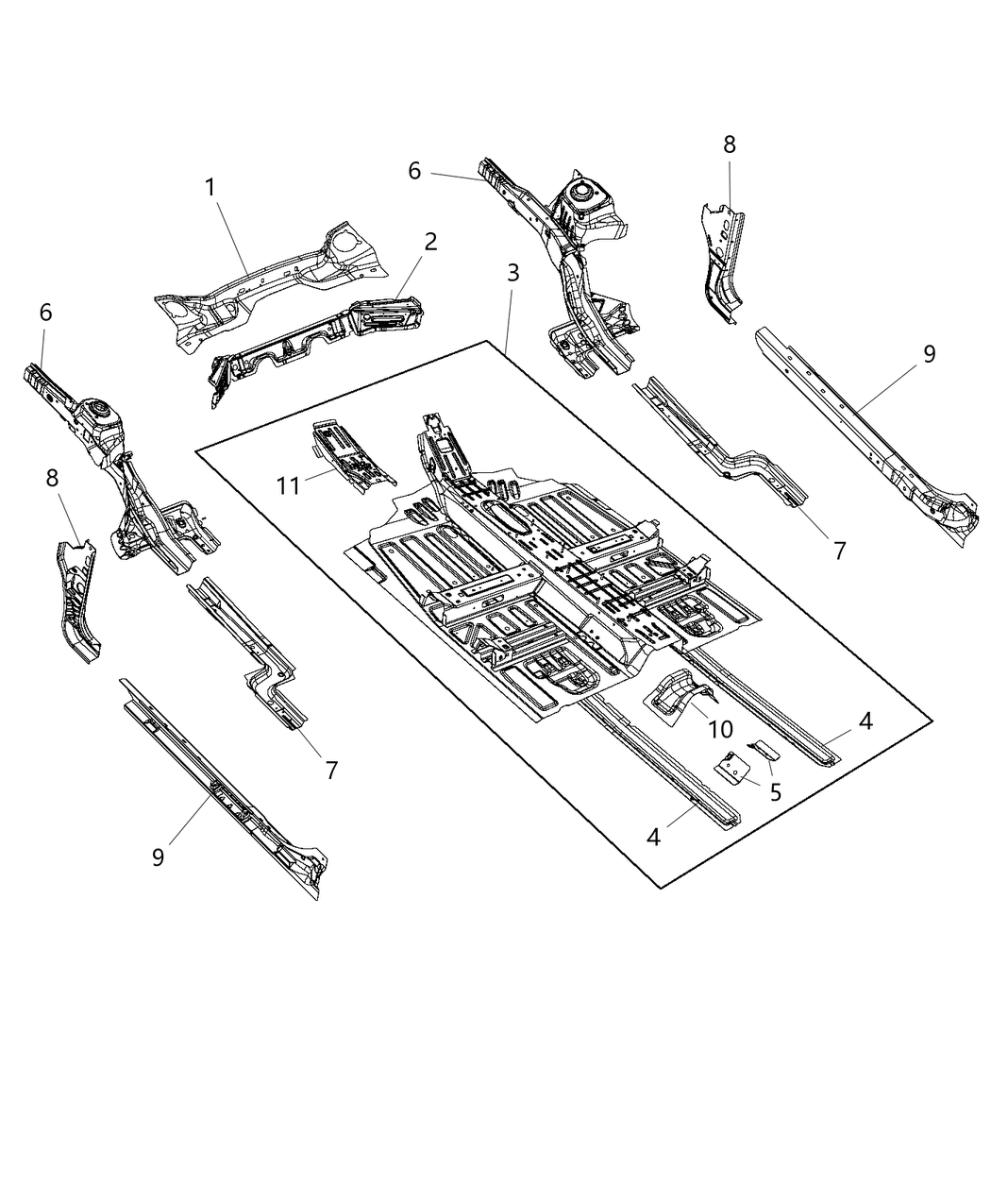 Mopar 68105059AC Pan-Front Floor