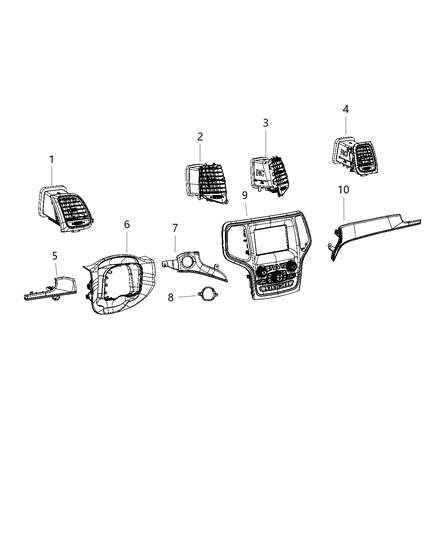 2020 Jeep Grand Cherokee Instrument Panel - Trim Diagram