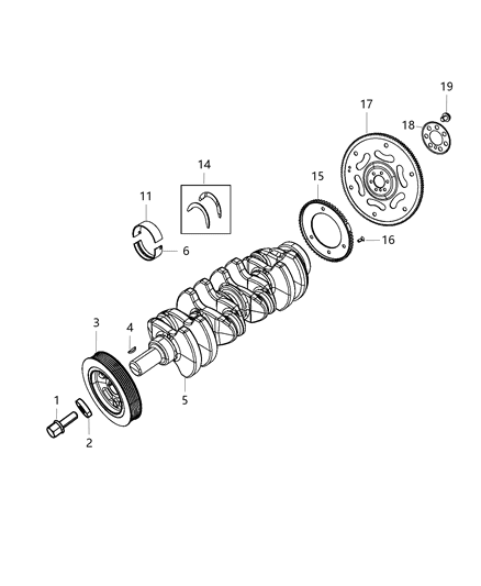 2017 Chrysler 200 Crankshaft , Crankshaft Bearings , Damper And Flywheel Diagram 4