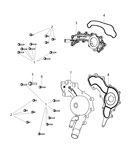 2019 Dodge Durango Water Pump & Related Parts Diagram 1