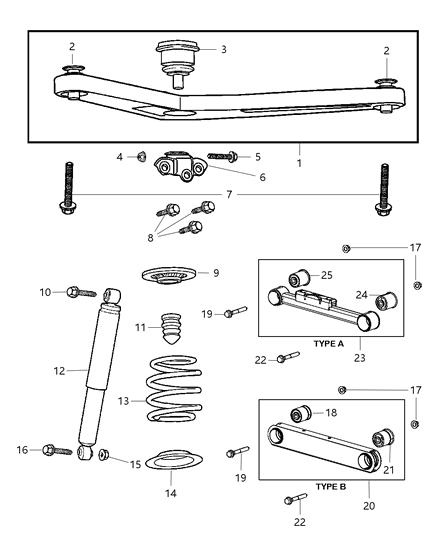 2005 Jeep Liberty BUSHING-Control Arm Diagram for 52088648AA