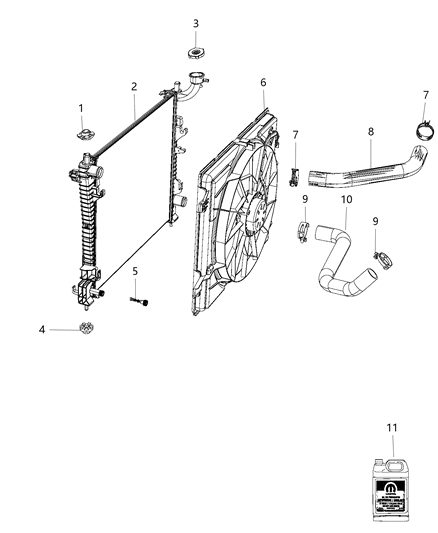 2020 Jeep Grand Cherokee Radiator & Related Parts Diagram 1