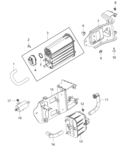 2019 Ram 3500 Vacuum Canister & Leak Detection Pump Diagram