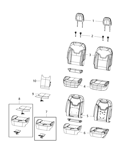 2021 Jeep Compass Cover-Front Seat Cushion Diagram for 7FC80LA3AA