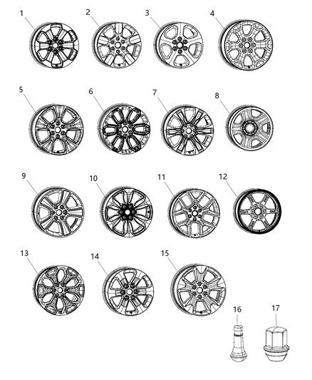 2019 Ram 1500 Aluminum Wheel Diagram for 5YD571AUAA