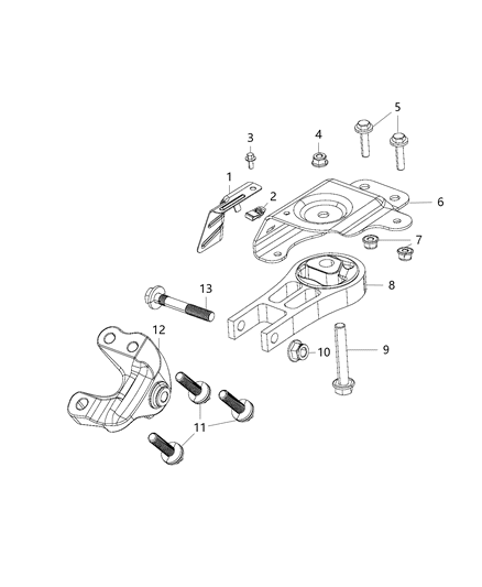 2017 Jeep Cherokee Engine Mounting Front / Rear Diagram 1