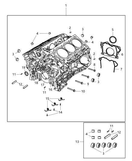 2020 Dodge Grand Caravan Cylinder Block And Hardware Diagram