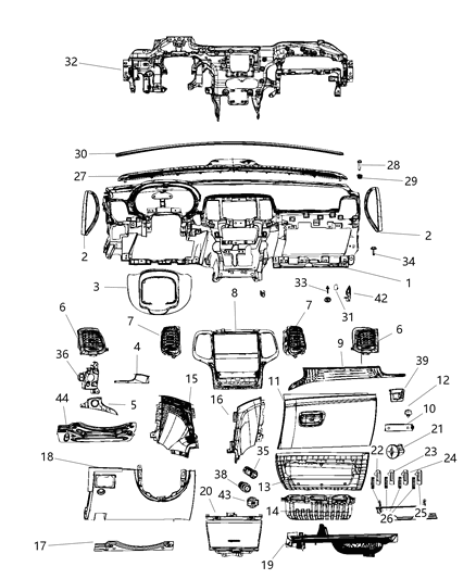 2017 Jeep Grand Cherokee Grille-DEFROSTER Diagram for 1QQ09DX9AF