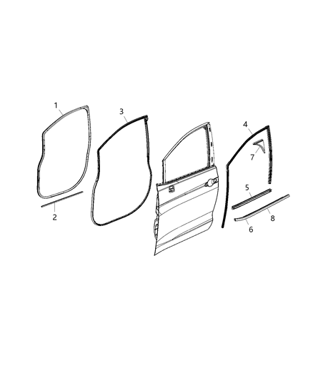 2019 Chrysler Pacifica WEATHERSTRIP-Front Door Belt Outer Diagram for 68188788AE