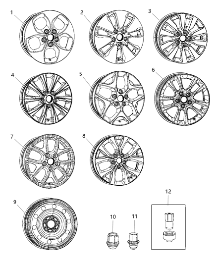 2020 Chrysler Voyager Aluminum Wheel Diagram for 5RJ49RNWAB