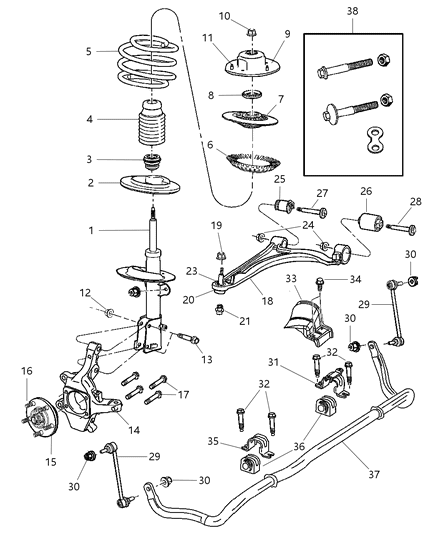 2007 Chrysler Pacifica Link-STABILIZER Bar Diagram for 4743669AA