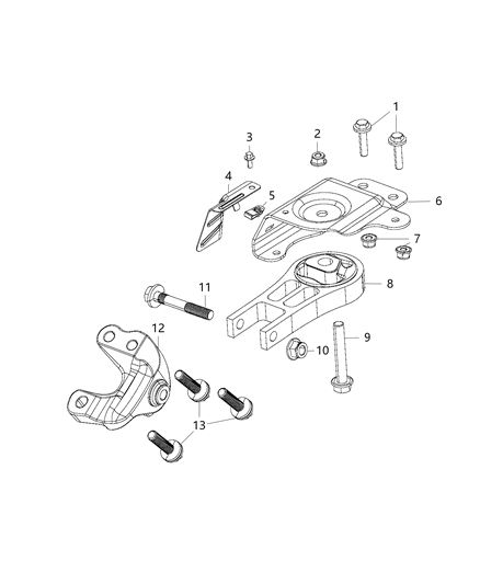 2017 Jeep Cherokee Engine Mounting Front / Rear Diagram 4