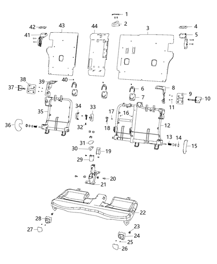 2021 Jeep Cherokee Rear Seat Diagram for 68304448AC