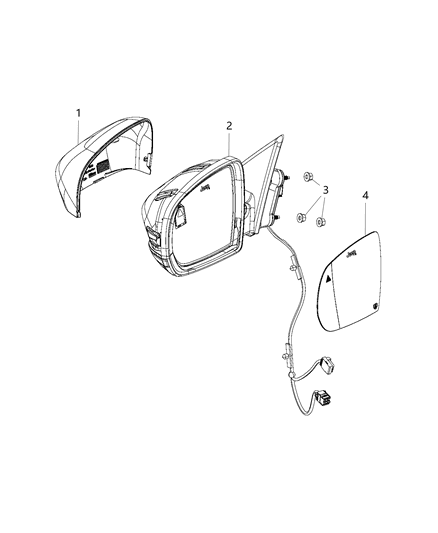 2020 Jeep Compass Outside Rear-View Mirror Left Diagram for 68365142AA