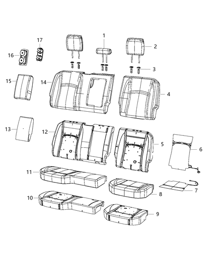 2020 Ram 5500 Rear Seat, Split Seat Diagram