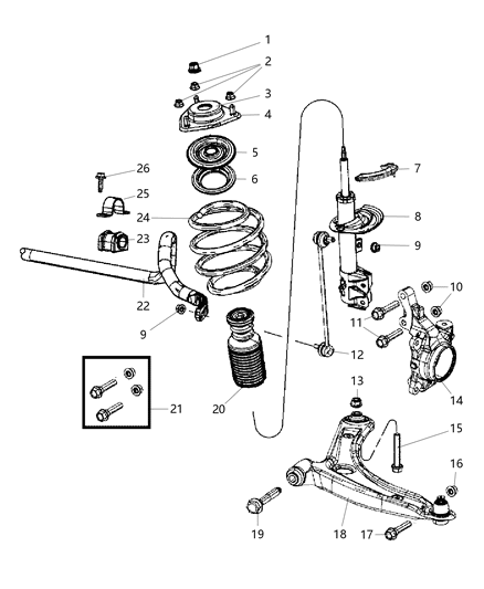 2007 Jeep Patriot Front Coil Spring Diagram for 5105971AA