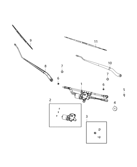 2020 Dodge Grand Caravan Wiper System, Front Diagram