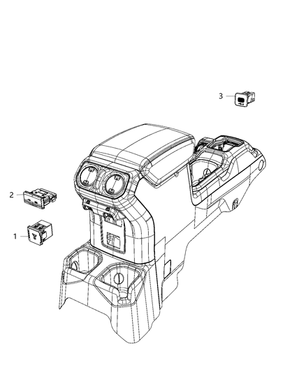 2021 Jeep Wrangler U Connect Media & Charging Center Diagram 1