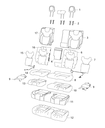 2021 Jeep Cherokee Rear Seat Back Diagram for 6ST22LAAAD
