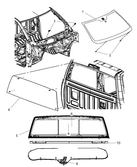 2020 Ram 5500 Glass, Windshield And Back Glass Diagram