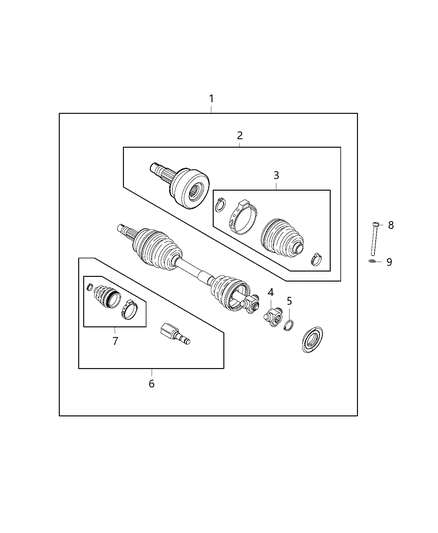 2020 Jeep Renegade Shafts, Axle Diagram 1