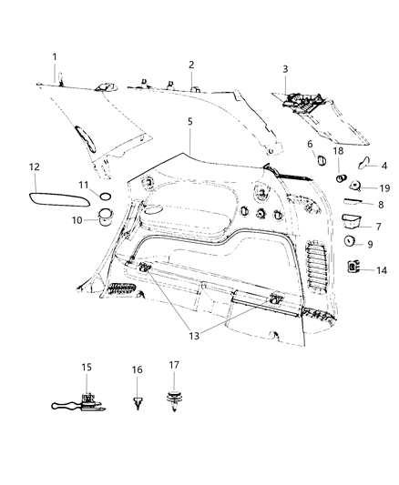 2021 Dodge Durango Panel-Quarter Trim Diagram for 6LP47DX9AC