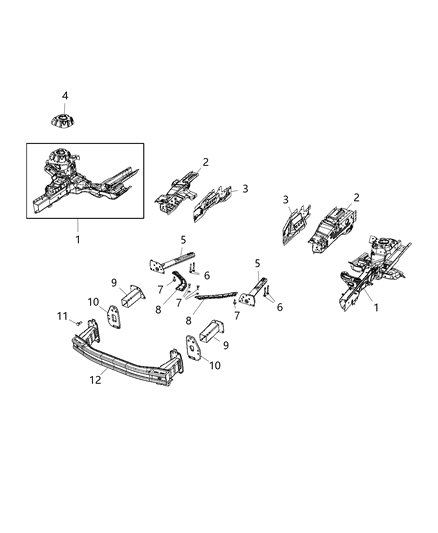 2018 Jeep Compass Rail-Frame Front Diagram for 68330479AC