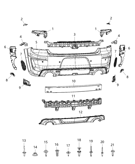 2020 Dodge Charger Bracket-FASCIA Support Diagram for 68231348AD