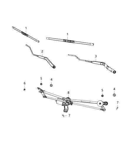 2020 Ram 5500 Wiper System, Front Diagram