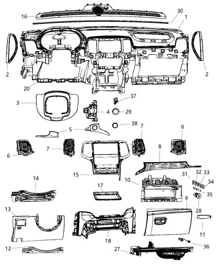 2017 Dodge Durango LHD-Base Panel Diagram for 6UL77XR4AA
