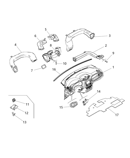 2018 Jeep Renegade Instrument Panel Ducts Diagram 1
