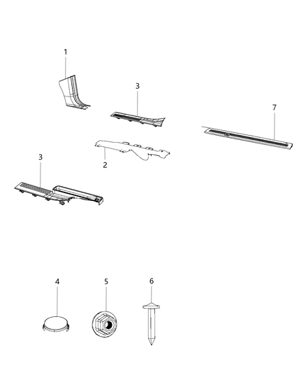 2020 Dodge Grand Caravan Cowl Side Panel & Scuff Plates Diagram