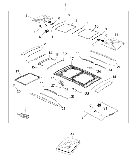 2018 Jeep Renegade Sunroof & Component Parts Diagram 2