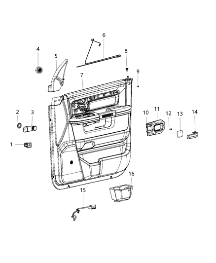 2020 Ram 3500 Front Door Trim Panel Diagram