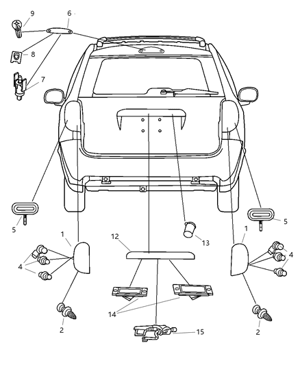 2004 Dodge Grand Caravan Handle-LIFTGATE Diagram for 5019199AA