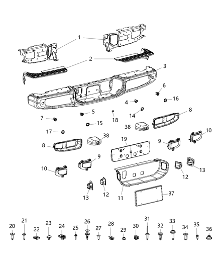 2021 Jeep Gladiator Bumper, Rear Diagram 2