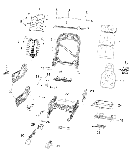 2021 Ram 1500 Frame-Front Seat Cushion Diagram for 68272071AE