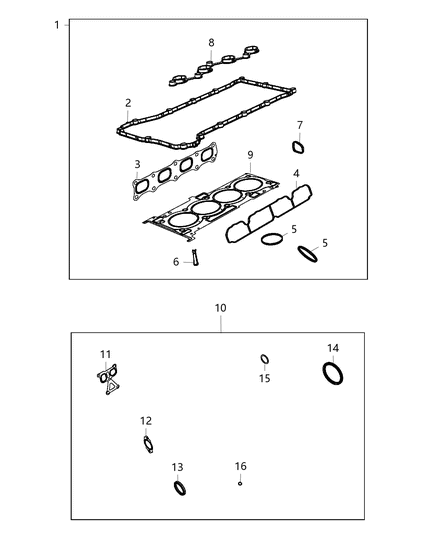 2018 Dodge Journey Engine Gasket Kits Diagram