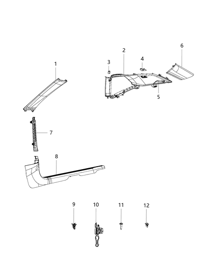 2020 Dodge Challenger Interior Moldings And Pillars Diagram