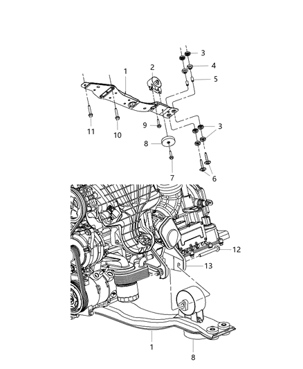 2018 Dodge Journey Engine Mounting , Front Diagram 2