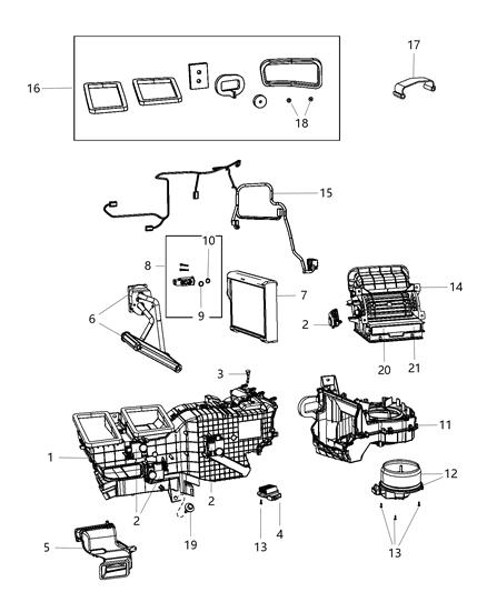 2016 Ram 3500 A/C & Heater Unit Zone Diagram