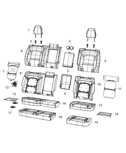 2020 Ram 1500 Cover-Rear Seat Cushion Diagram for 7CW00HL1AA