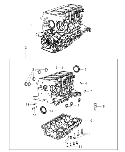 2018 Jeep Renegade Engine Cylinder Block & Hardware Diagram