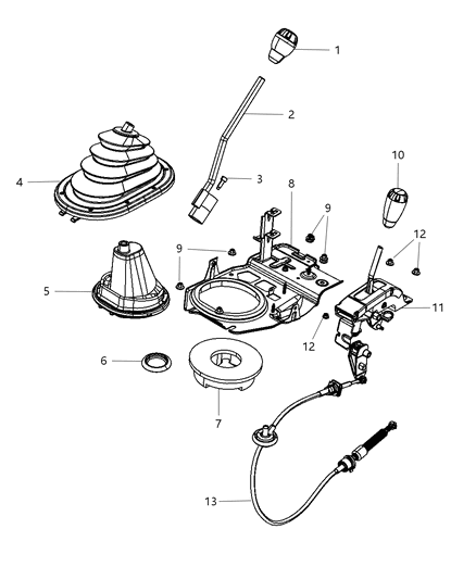 2009 Jeep Wrangler Knob-Manual Gear Shift Diagram for 52060485AF