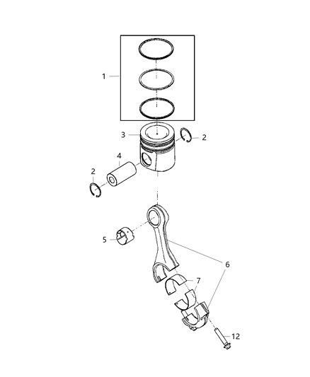 2019 Ram 3500 Pistons, Piston Rings, Connecting Rods & Connecting Rod Bearing Diagram 2