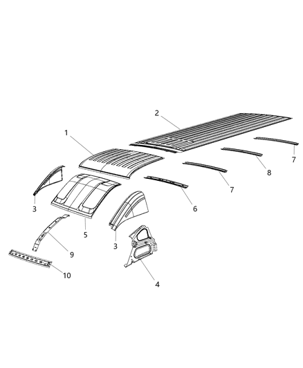 2020 Ram ProMaster 2500 Roof Panel Diagram 1