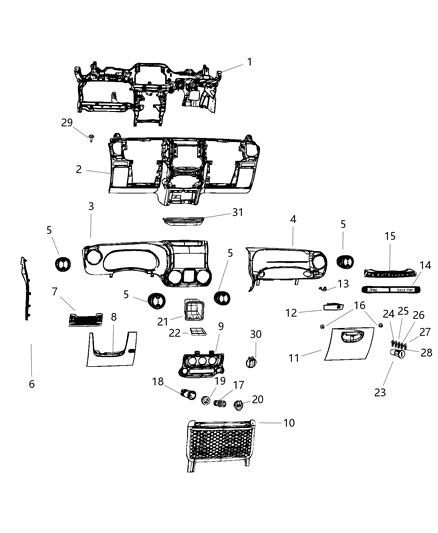 2017 Jeep Wrangler INSTRUMEN-Instrument Panel Diagram for 5SF91DX9AA