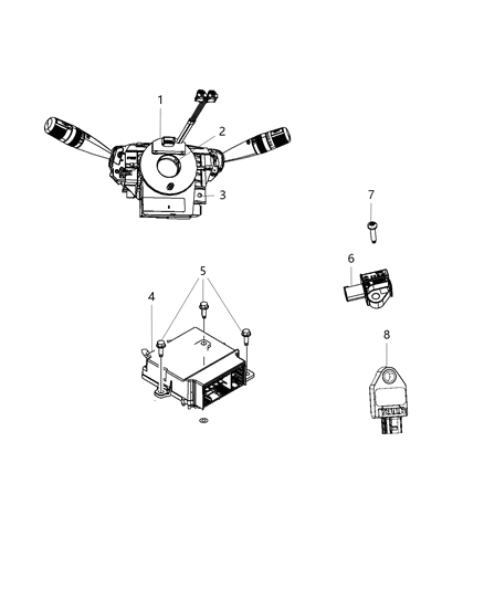 2018 Dodge Journey Air Bag Modules Impact Sensor & Clock Springs Diagram